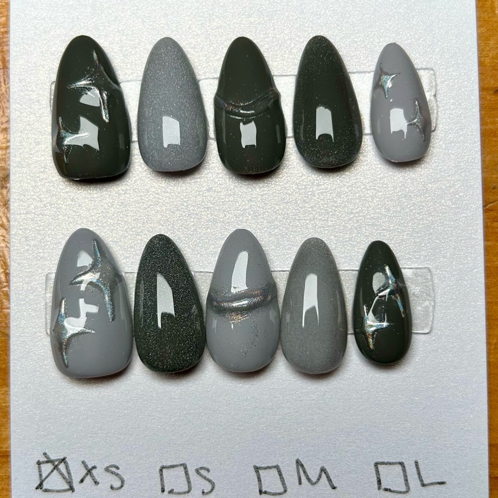 Grey on Gray Press-On Nails
